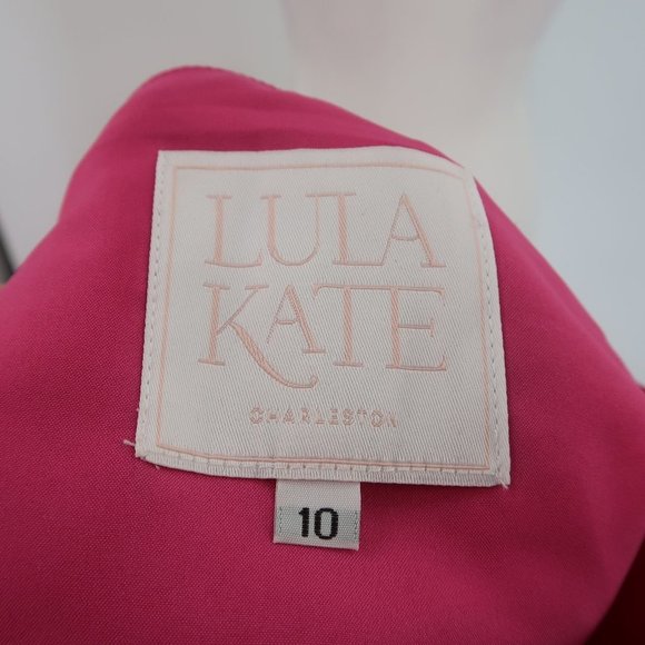 Lula Kate Charleston Pink Shantung One Shoulder Gown in Fuchsia Pink Size 10 - Picture 2 of 10